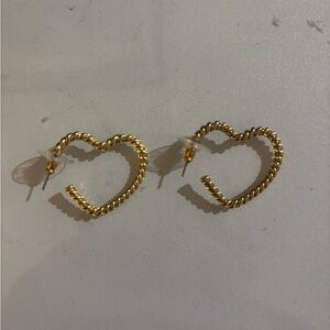LOFT Gold Twisted Heart Earrings